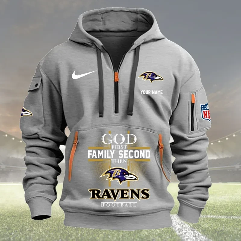 Baltimore Ravens Personalized Quarter Zip Hoodie New Collection PBU0BIB