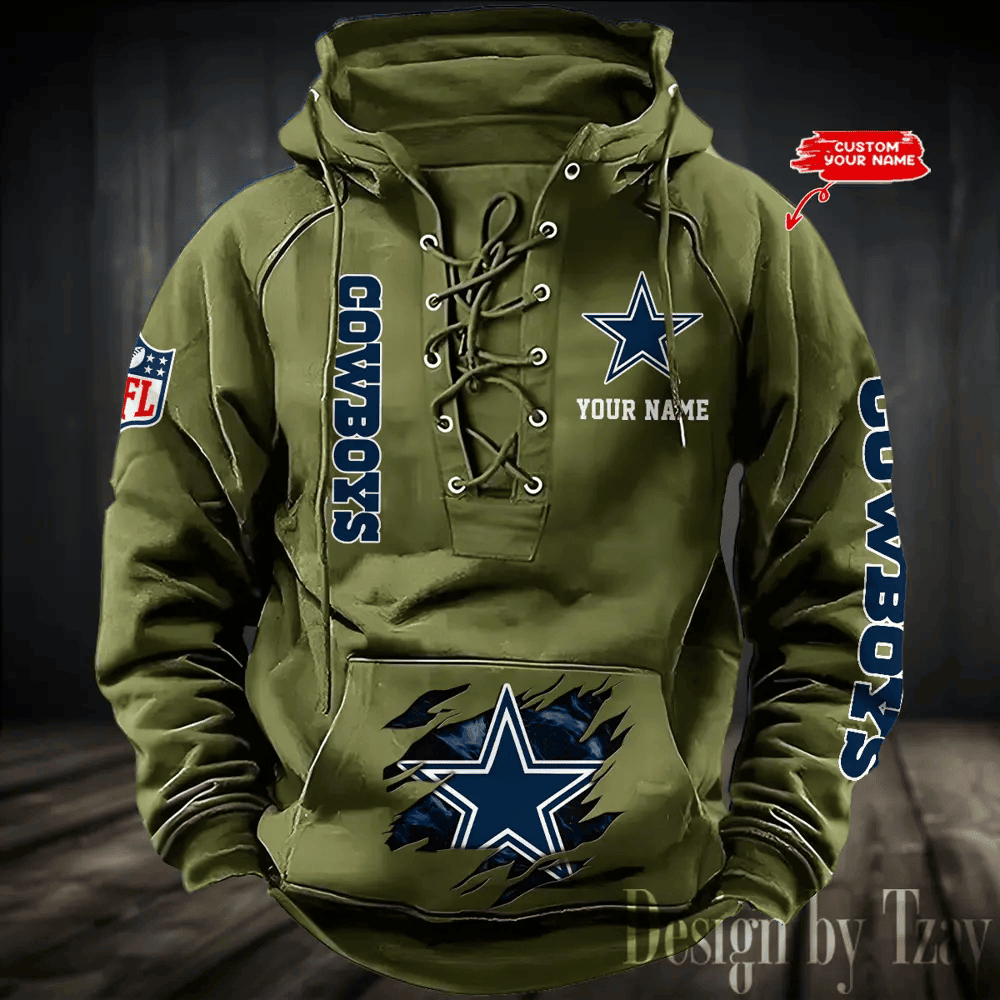 Dallas Cowboys Men's Hooded Lace-up Hoodie PBT14P4