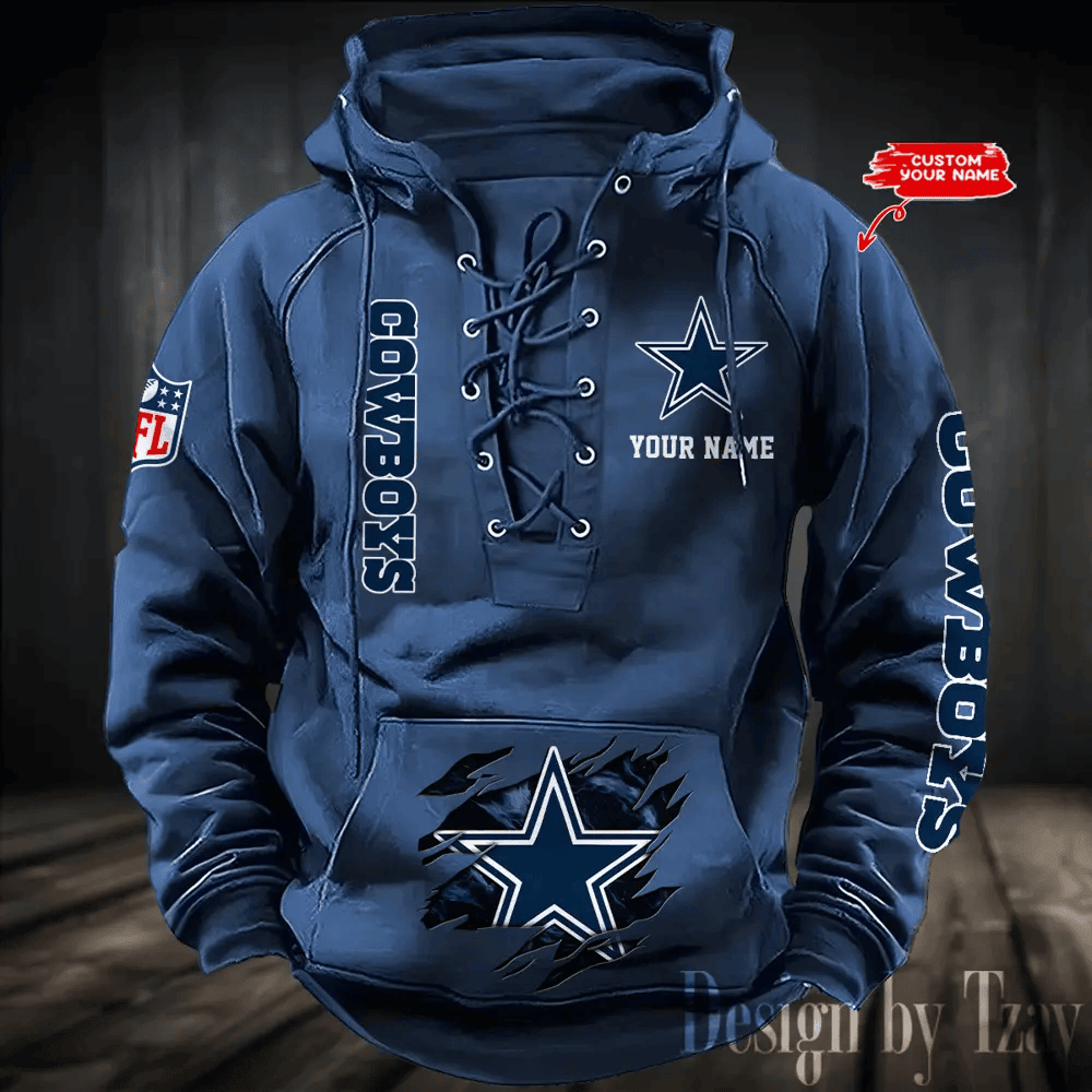 Dallas Cowboys Men's Hooded Lace-up Hoodie PBT14P4