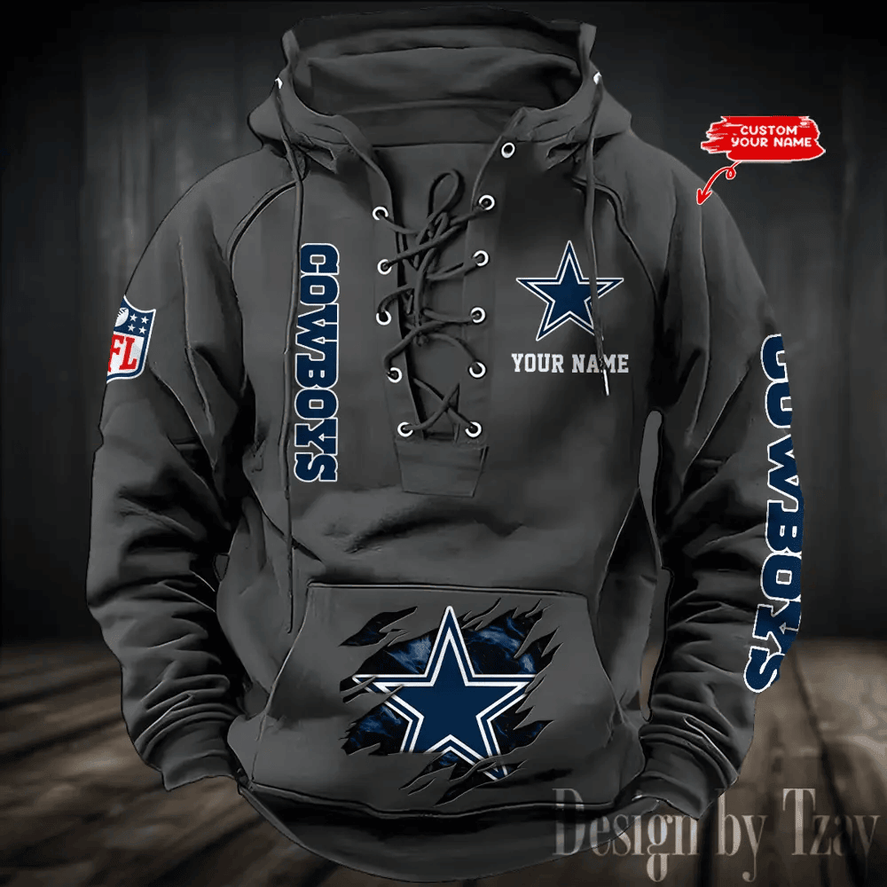 Dallas Cowboys Men's Hooded Lace-up Hoodie PBT14P4