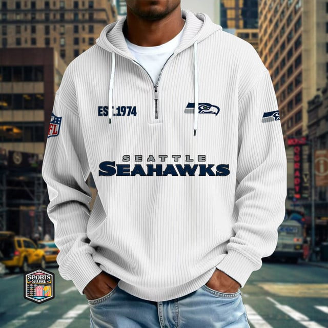 Seattle Seahawks Ribbed Texture Zipper Long Sleeve Hoodie PB0LXBX