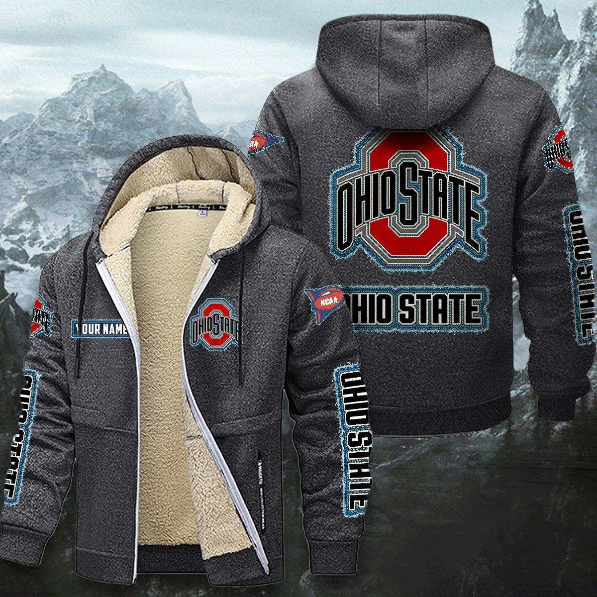 Ohio State Buckeyes Sherpa-Lined Zip Hoodie PBJO3G3