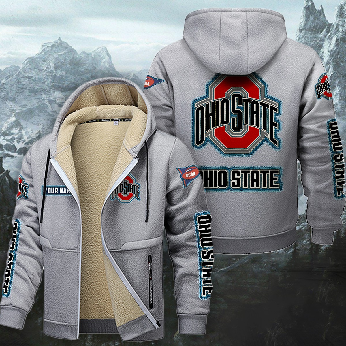 Ohio State Buckeyes Sherpa-Lined Zip Hoodie PBJO3G3