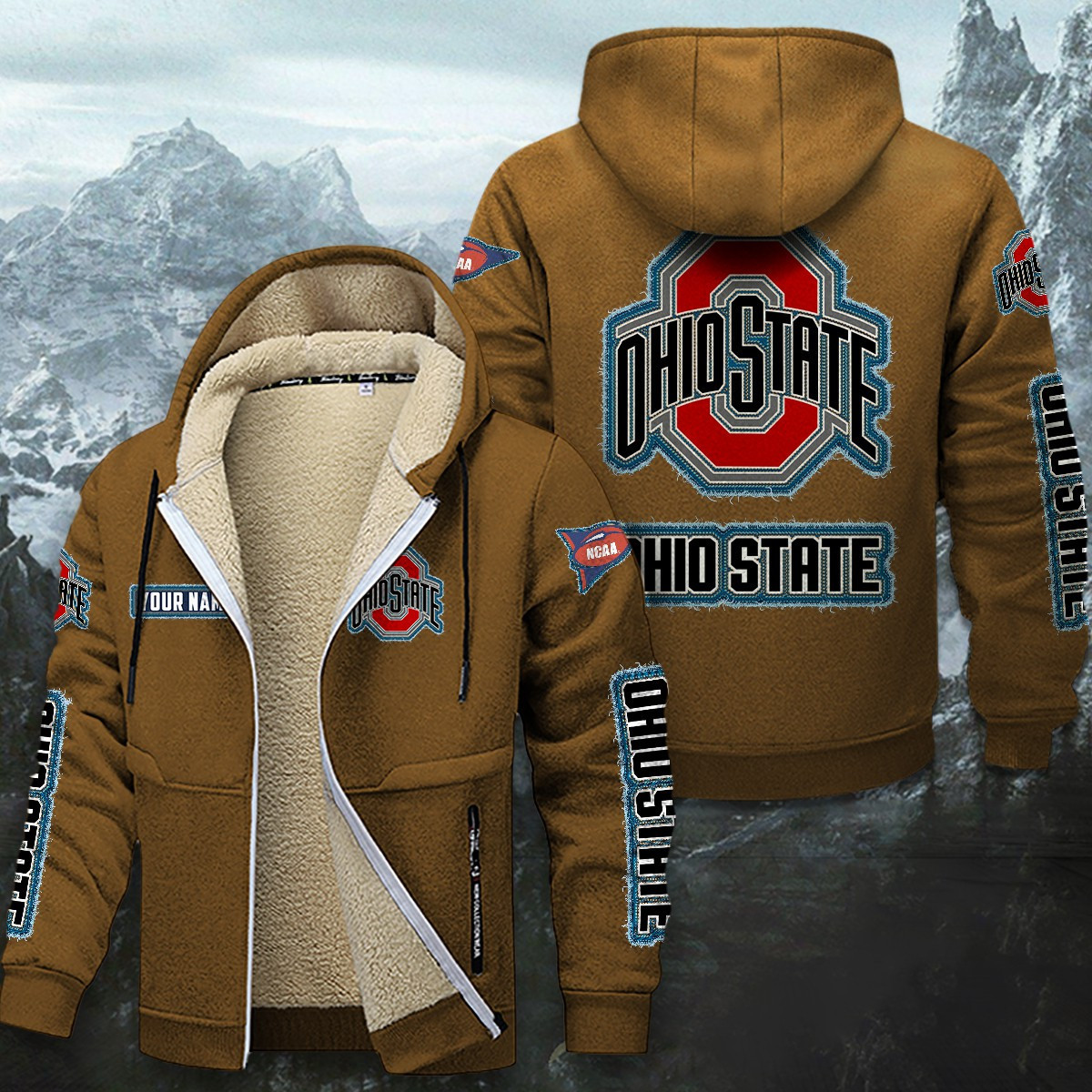 Ohio State Buckeyes Sherpa-Lined Zip Hoodie PBJO3G3