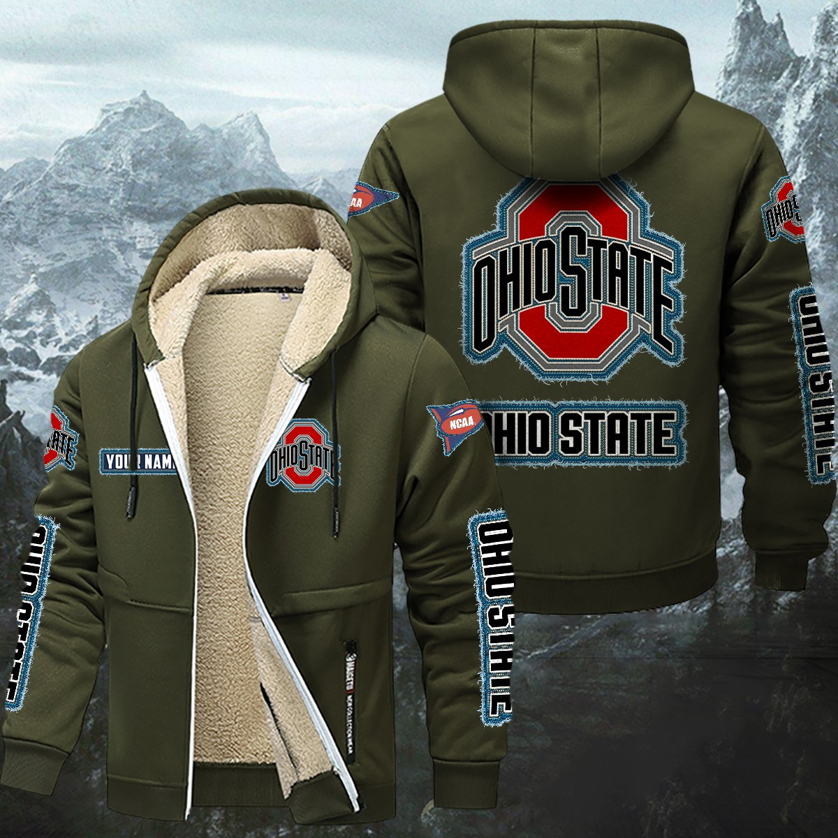 Ohio State Buckeyes Sherpa-Lined Zip Hoodie PBJO3G3