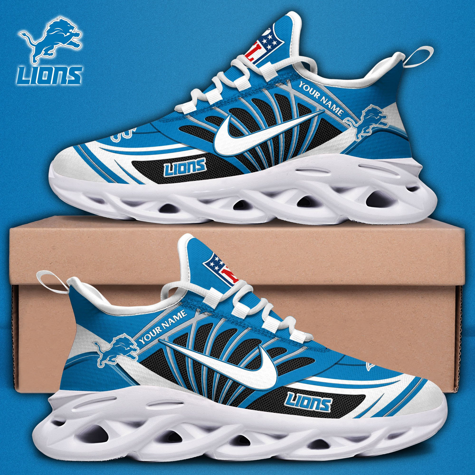 Detroit Lions -PERSONALIZED MAX SOUL SHOES DS44VX