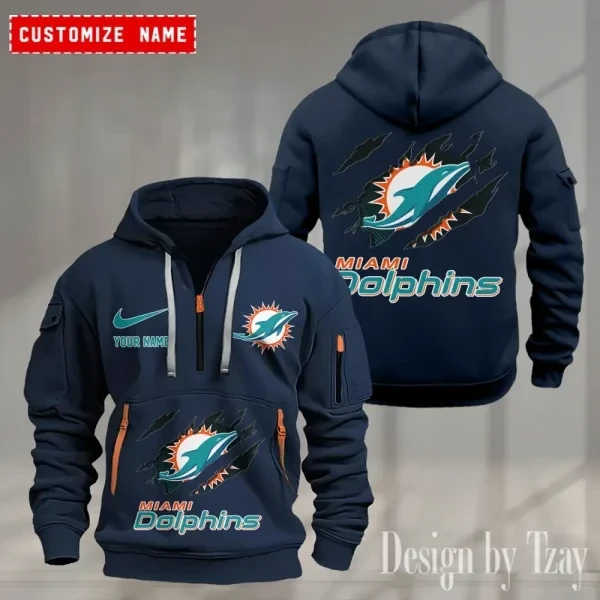 Miami Dolphins Heavy Fleece Pullover Hoodie PBKUAA2