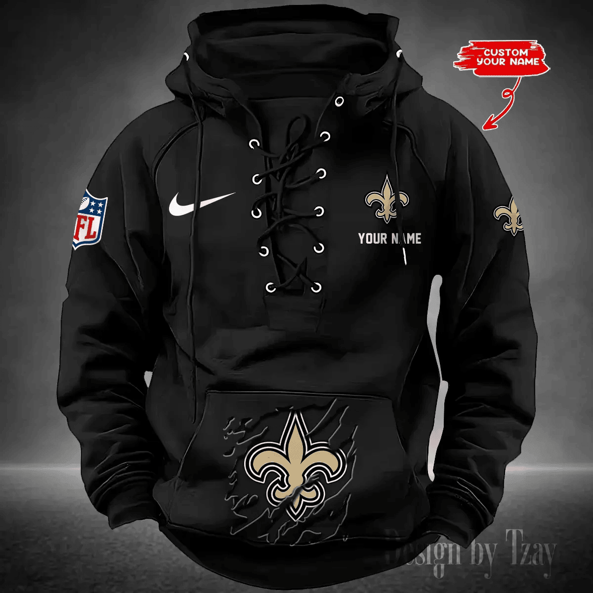 New Orleans Saints Men's Hooded Lace-up Hoodie PBRWLJ0