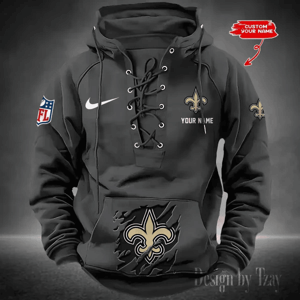 New Orleans Saints Men's Hooded Lace-up Hoodie PBRWLJ0
