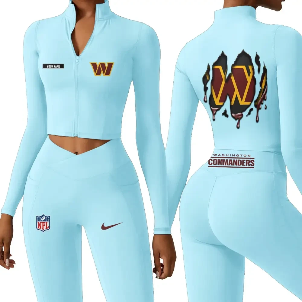 Washington Commanders Zipper Sports Top Women Gym Long Sleeve for Fitness SPTZSTW165