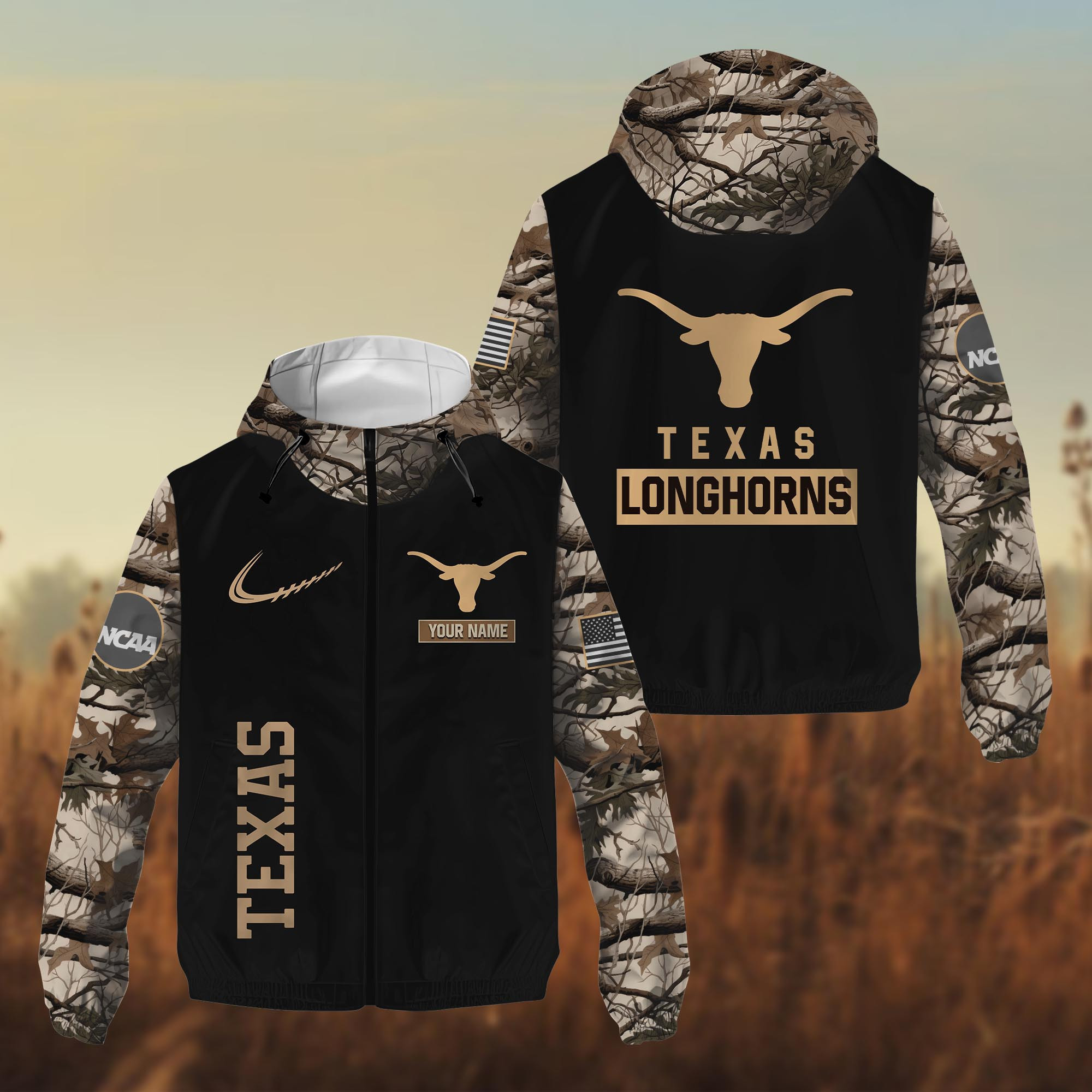 Texas Longhorns 3D Windbreaker Jacket TANT11