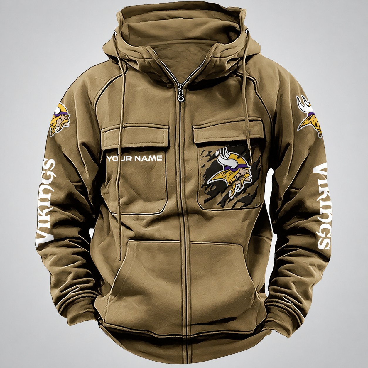 Minnesota Vikings Vintage Men Hoodies Zipup DV5 AZVMHD052