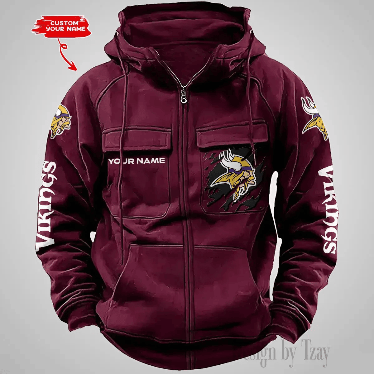 Minnesota Vikings Vintage Men Hoodies Zipup DV5 PB4W08G