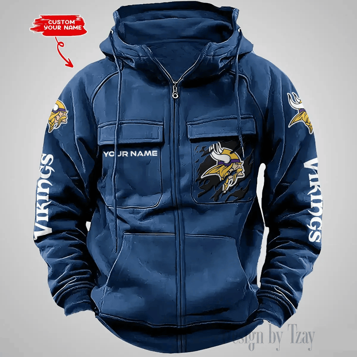 Minnesota Vikings Vintage Men Hoodies Zipup DV5 PB4W08G