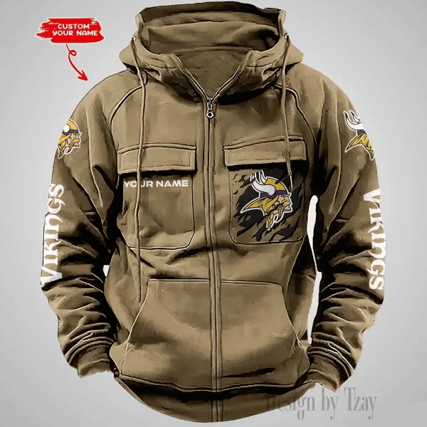 Minnesota Vikings Vintage Men Hoodies Zipup DV5 PB4W08G