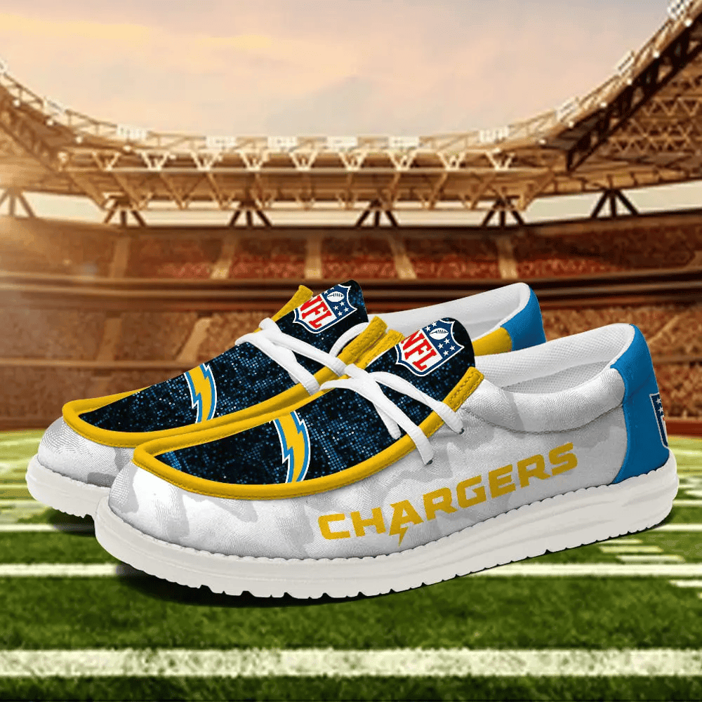 Los Angeles Chargers Moccasin Slippers - Hey Dude Shoes Style AZCHDUDE234