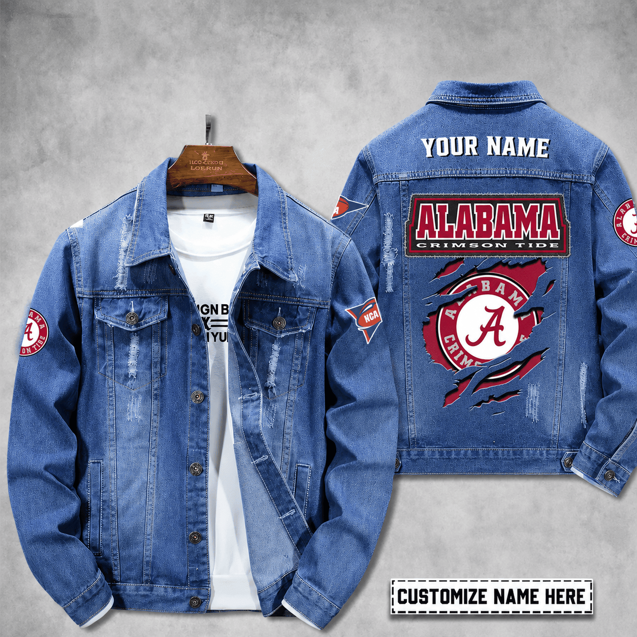 Alabama Crimson Tide Personalized New Denim Jacket S9DJ333