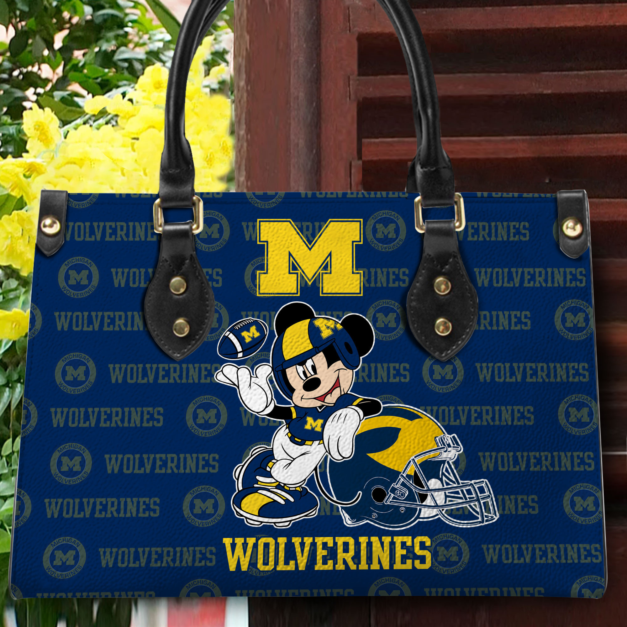 NCAAF Michigan Wolverines Mickey Mouse (Your Name) Women 3D Small Handbag PBRGU8G