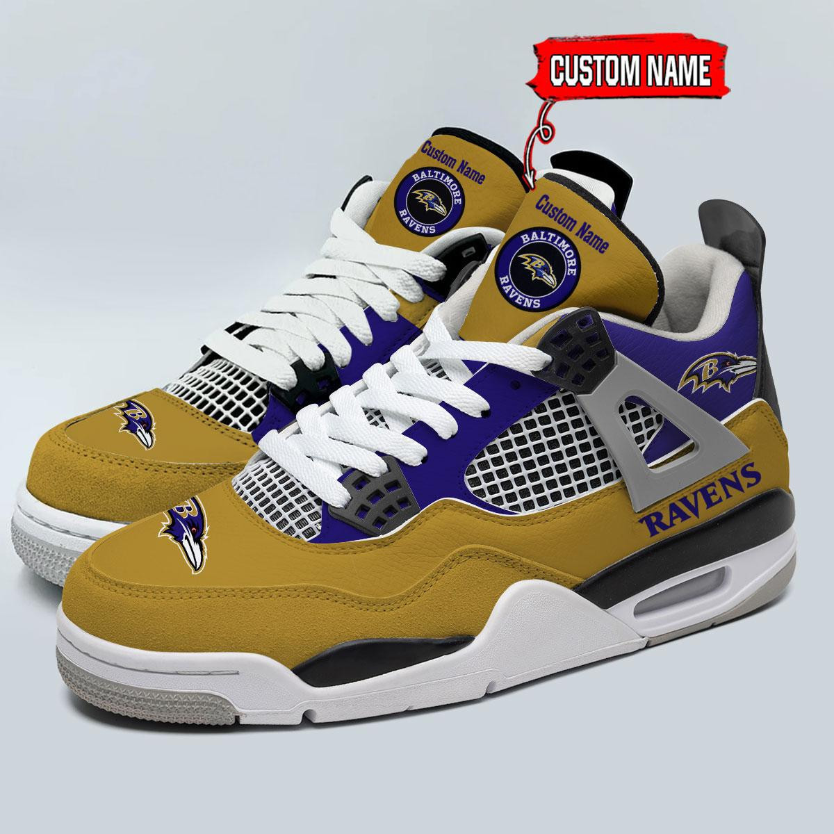 Baltimore Ravens Personalized AJ4 Sneaker PB6SO2I