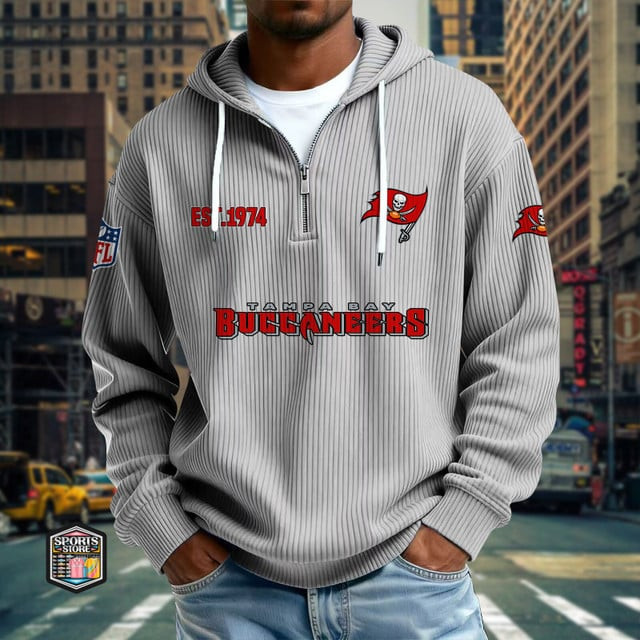 Tampa Bay Buccaneers Ribbed Texture Zipper Long Sleeve Hoodie PBLSVF8