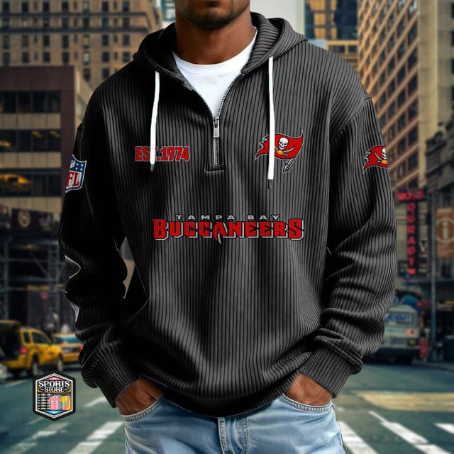 Tampa Bay Buccaneers Ribbed Texture Zipper Long Sleeve Hoodie PBLSVF8