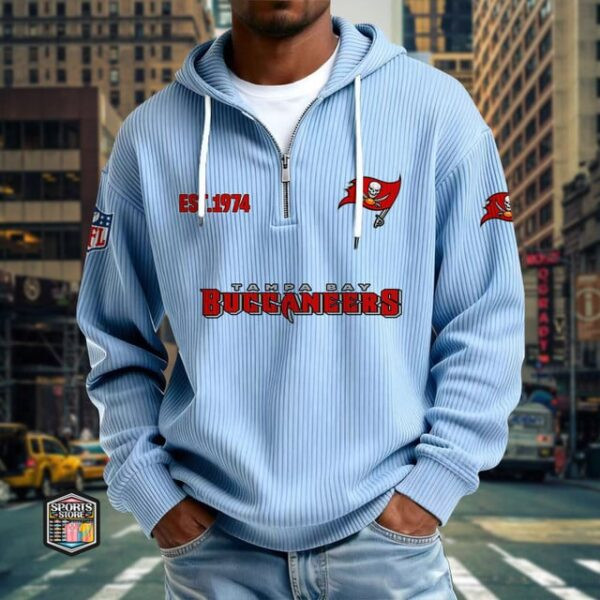 Tampa Bay Buccaneers Ribbed Texture Zipper Long Sleeve Hoodie PBLSVF8