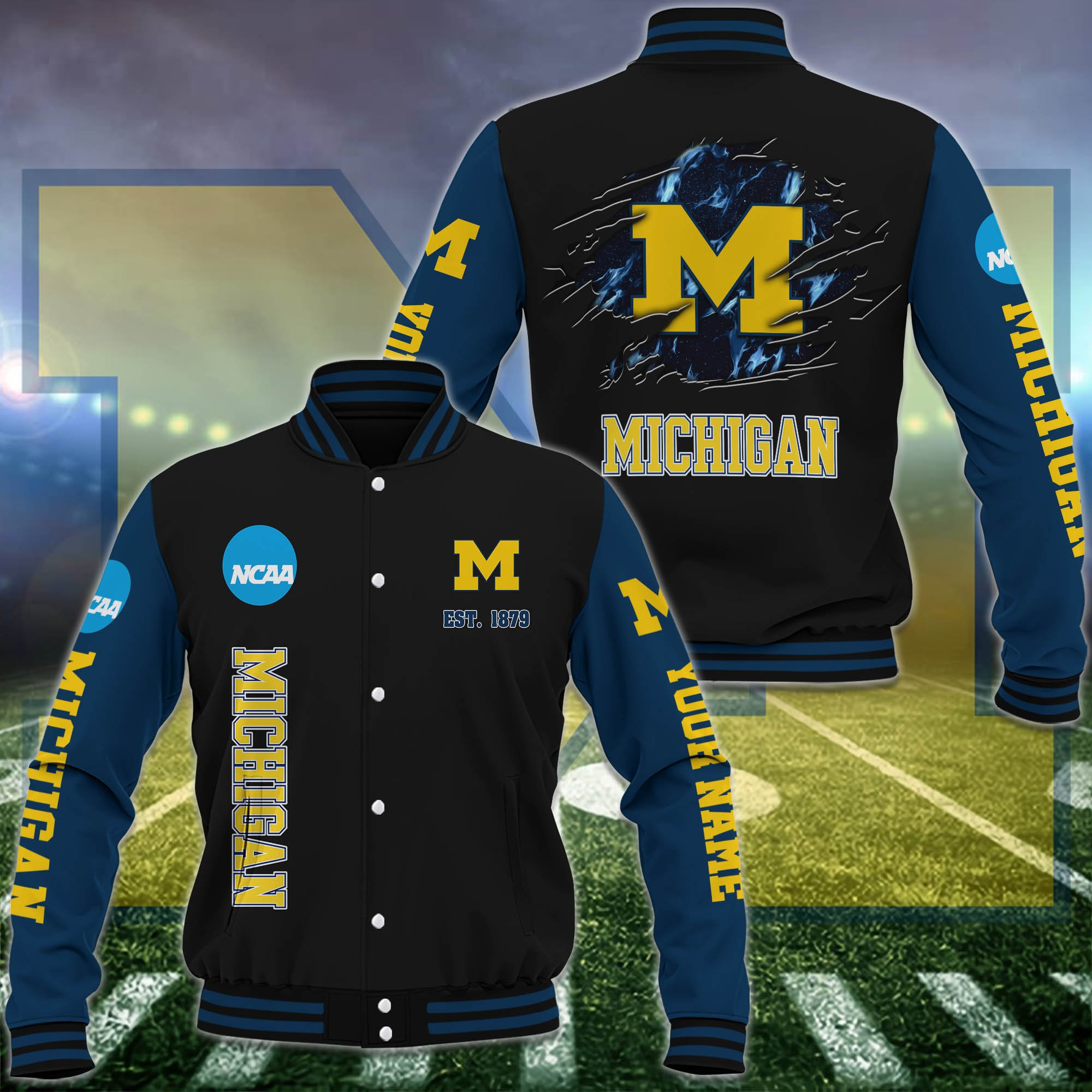 Michigan Personalized Baseball Jacket MC345A