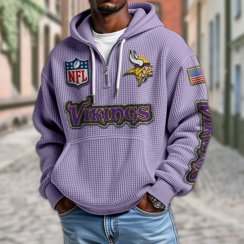 Minnesota Vikings DMKT0021 Waffle Half Zip Hoodie