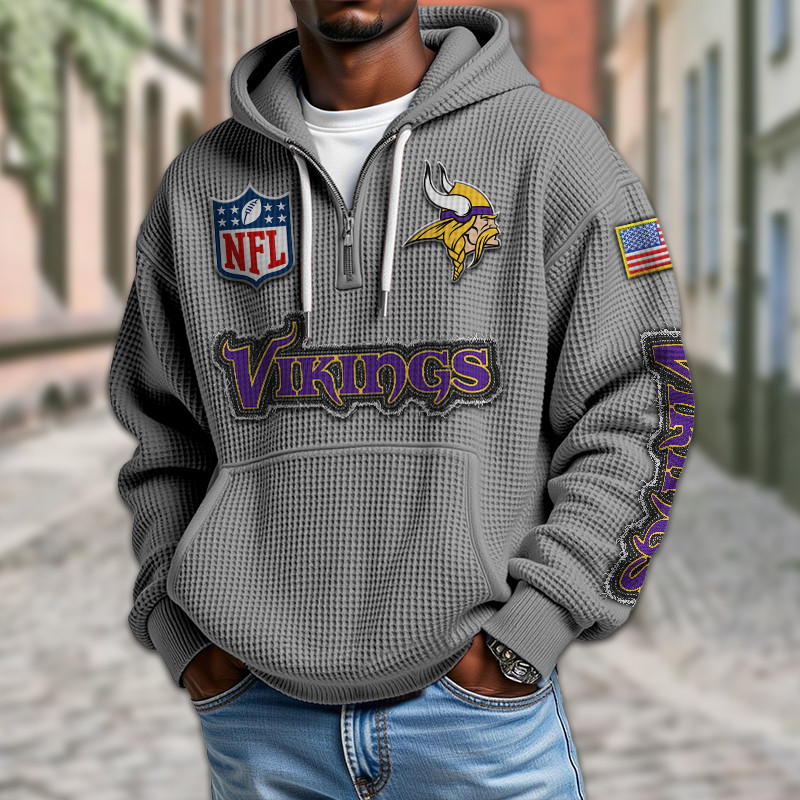 Minnesota Vikings Waffle Half Zip Hoodie PBI8QJH