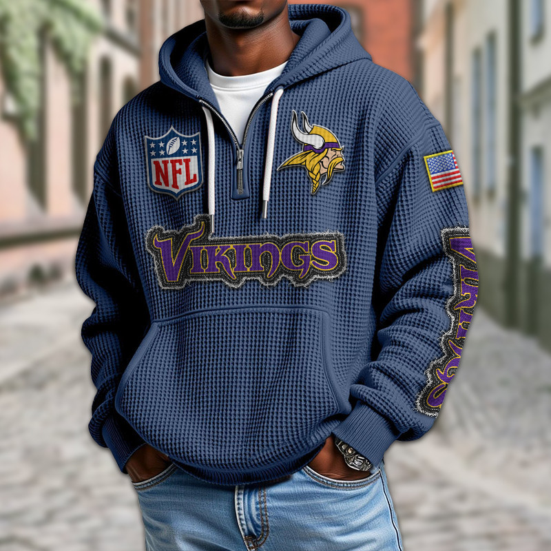 Minnesota Vikings Waffle Half Zip Hoodie PBI8QJH