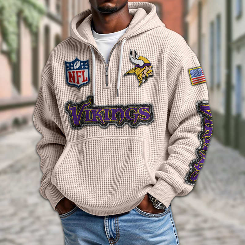 Minnesota Vikings Waffle Half Zip Hoodie PBI8QJH