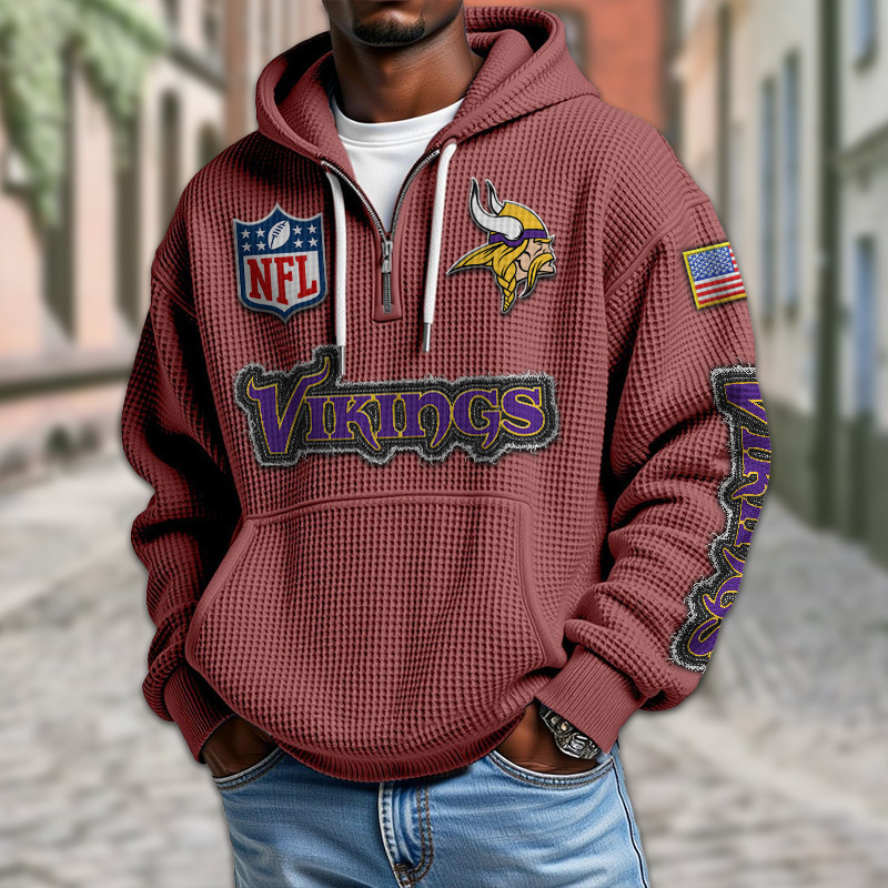 Minnesota Vikings Waffle Half Zip Hoodie PBI8QJH