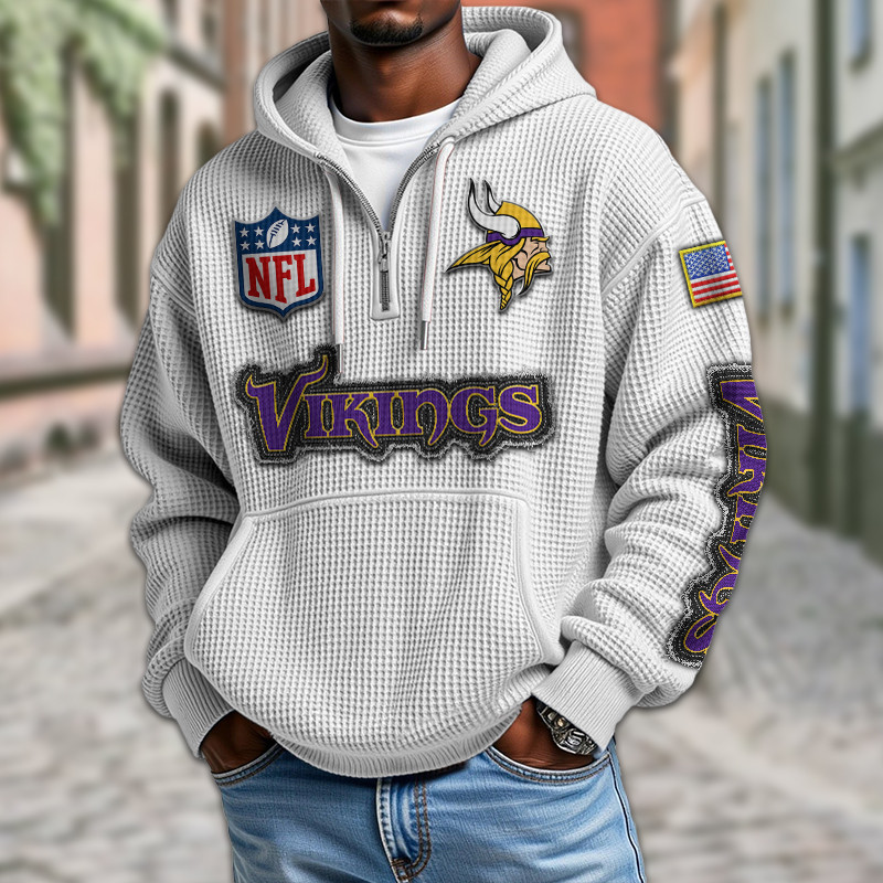 Minnesota Vikings Waffle Half Zip Hoodie PBI8QJH