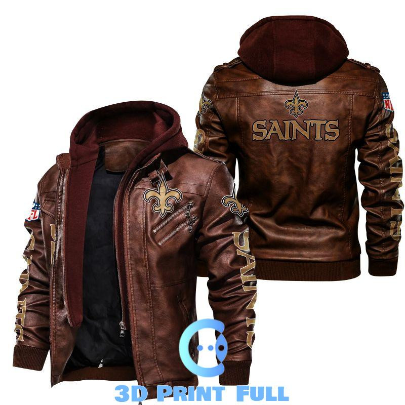 Buy New Orleans Saints HVKC015 Men's PU Leather Jacket Size S-3XL Jacket