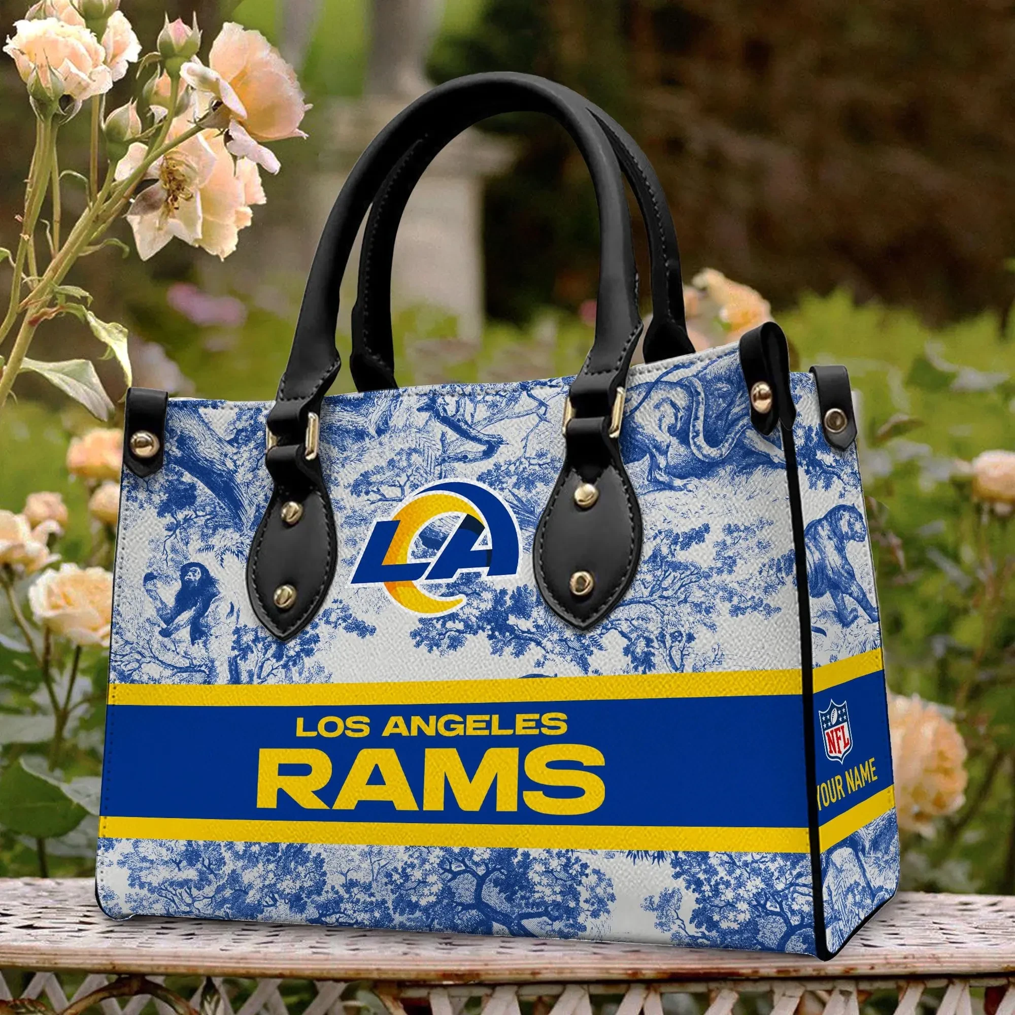 Los Angeles Rams Personalized Leather Hand Bag PBZA2EO