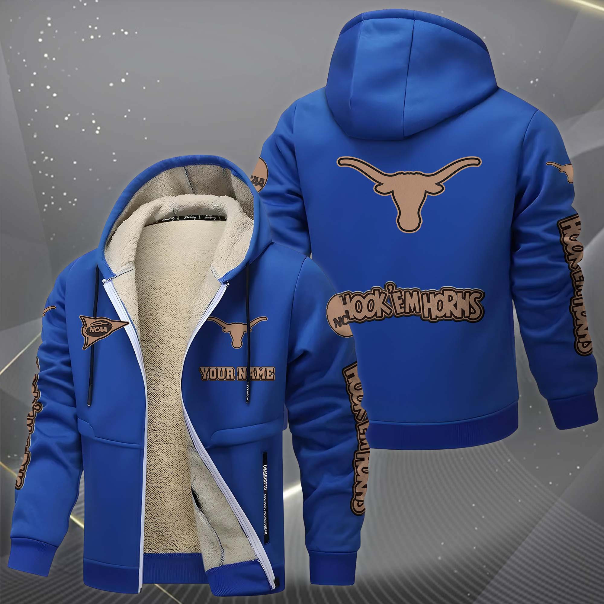 Texas Longhorns Hoodie Zip Velvet Coat O2Y1YU