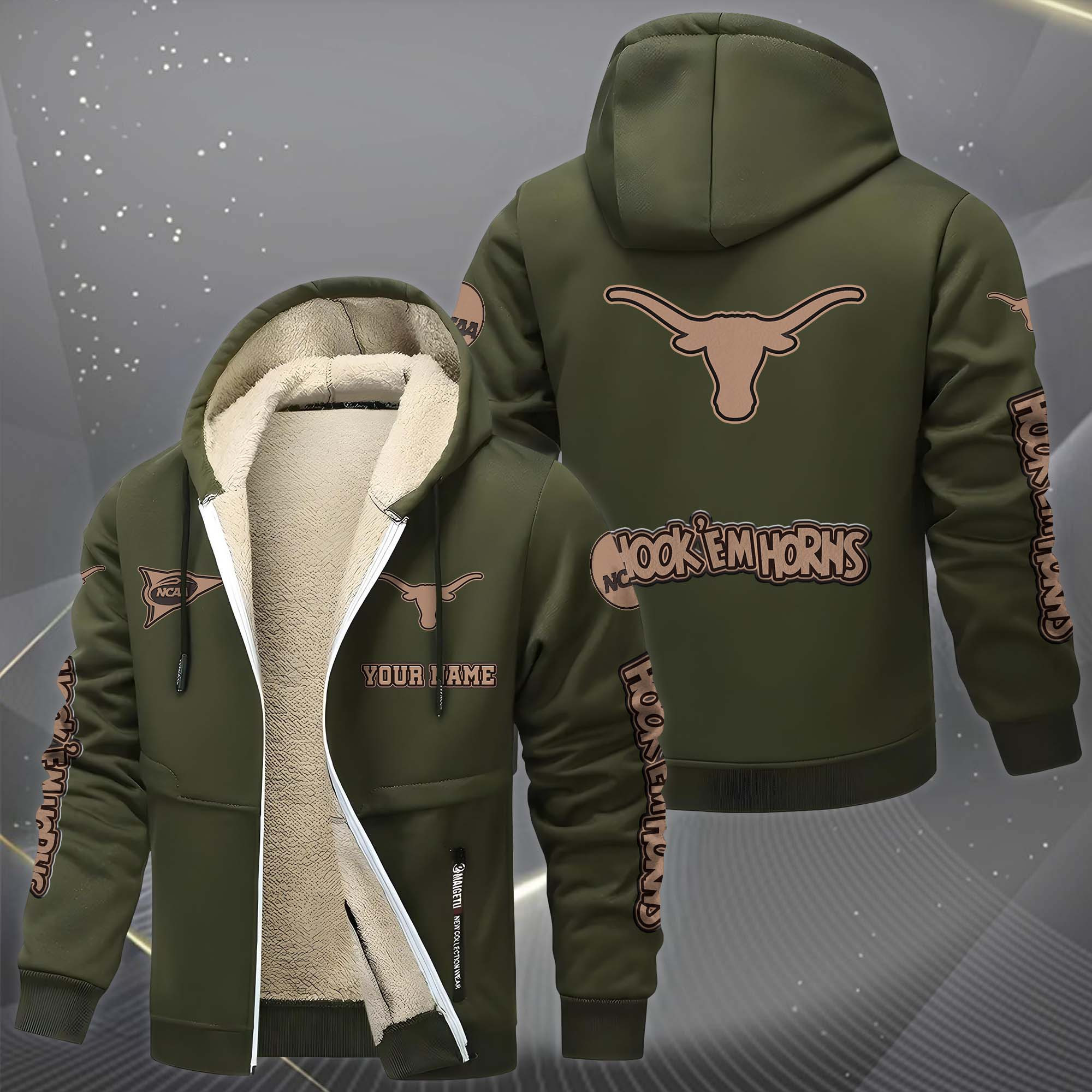 Texas Longhorns Hoodie Zip Velvet Coat PB9OZVK
