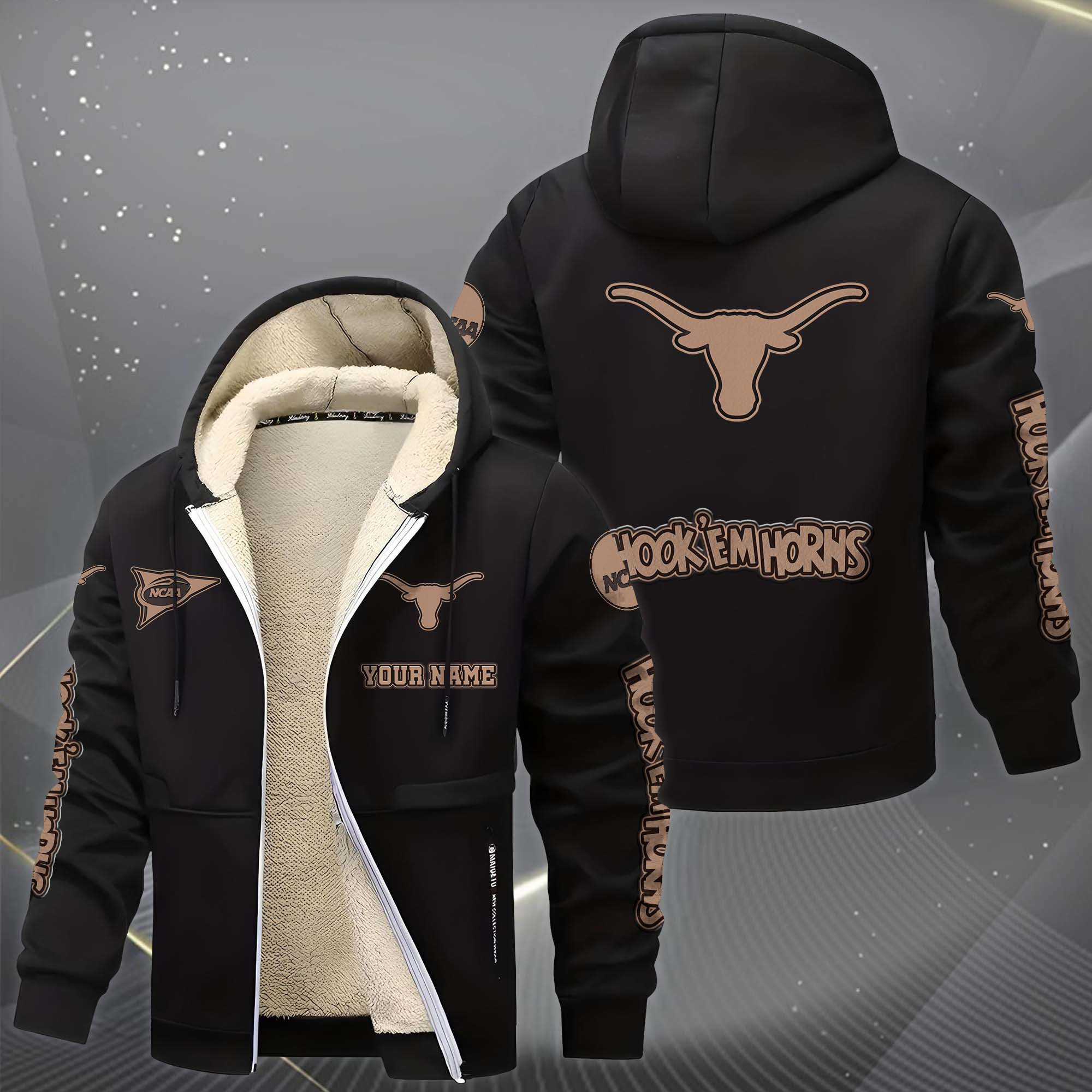 Texas Longhorns Hoodie Zip Velvet Coat PB9OZVK