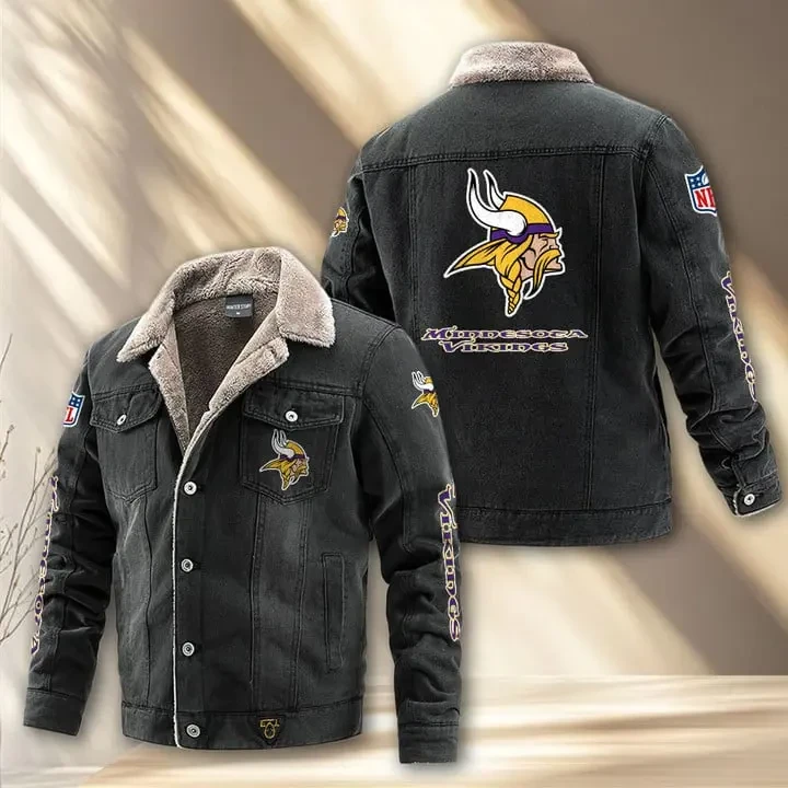 Minnesota Vikings Fleece Lined Denim Jacket PB8EZLA
