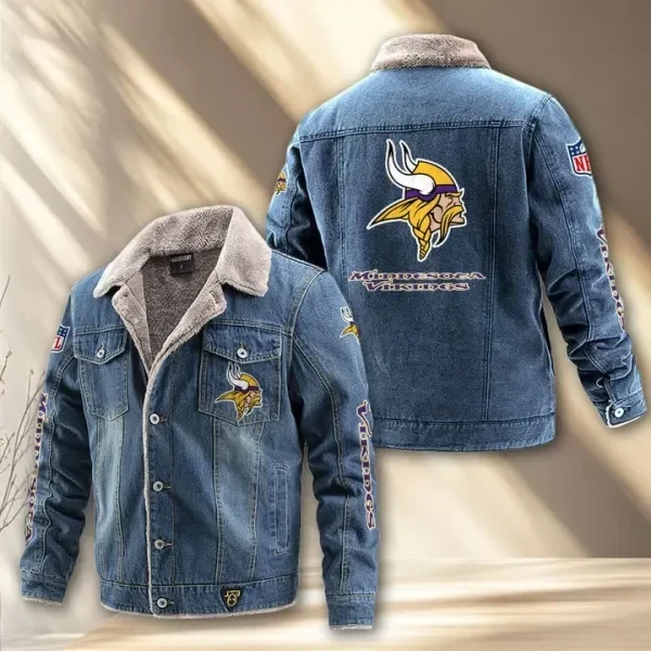 Minnesota Vikings Fleece Lined Denim Jacket PB8EZLA