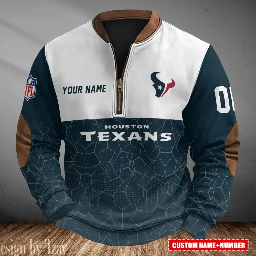 Houston Texans Men's Vintage Zipper Stand Collar Sweatshirt S9MPZNS282