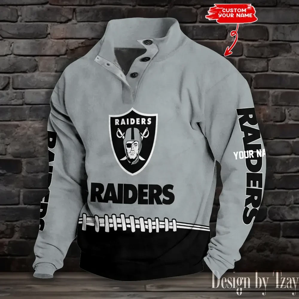 Las Vegas Raiders Casual Long Sleeve Button Up Sweatshirt S9DBSCH2333