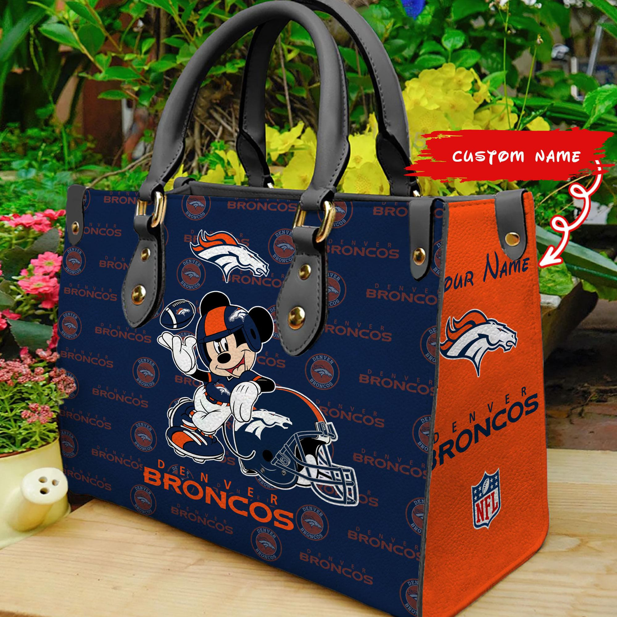 Denver Broncos Personalized Leather Hand Bag BB429