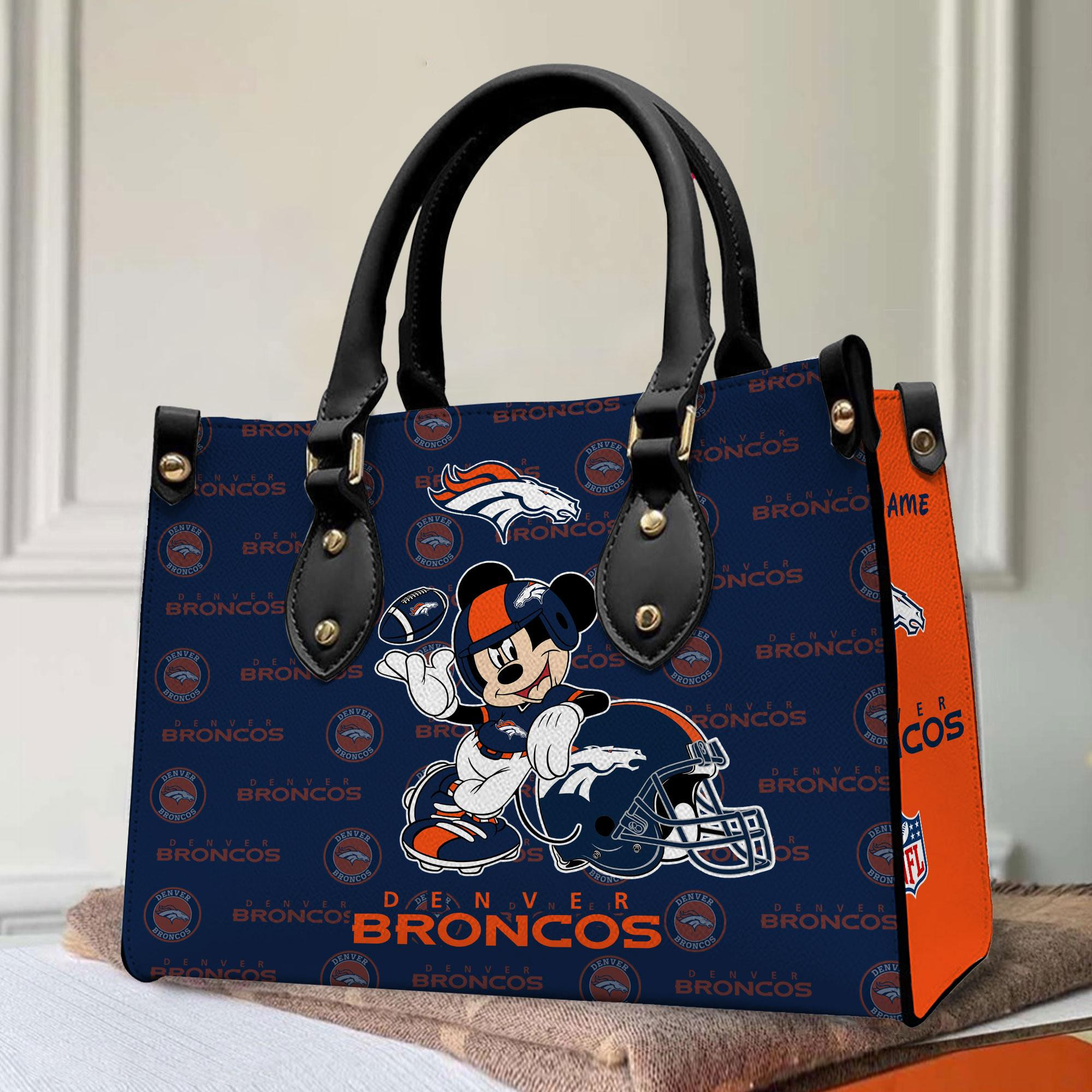 Denver Broncos Personalized Leather Hand Bag PBD5QHR