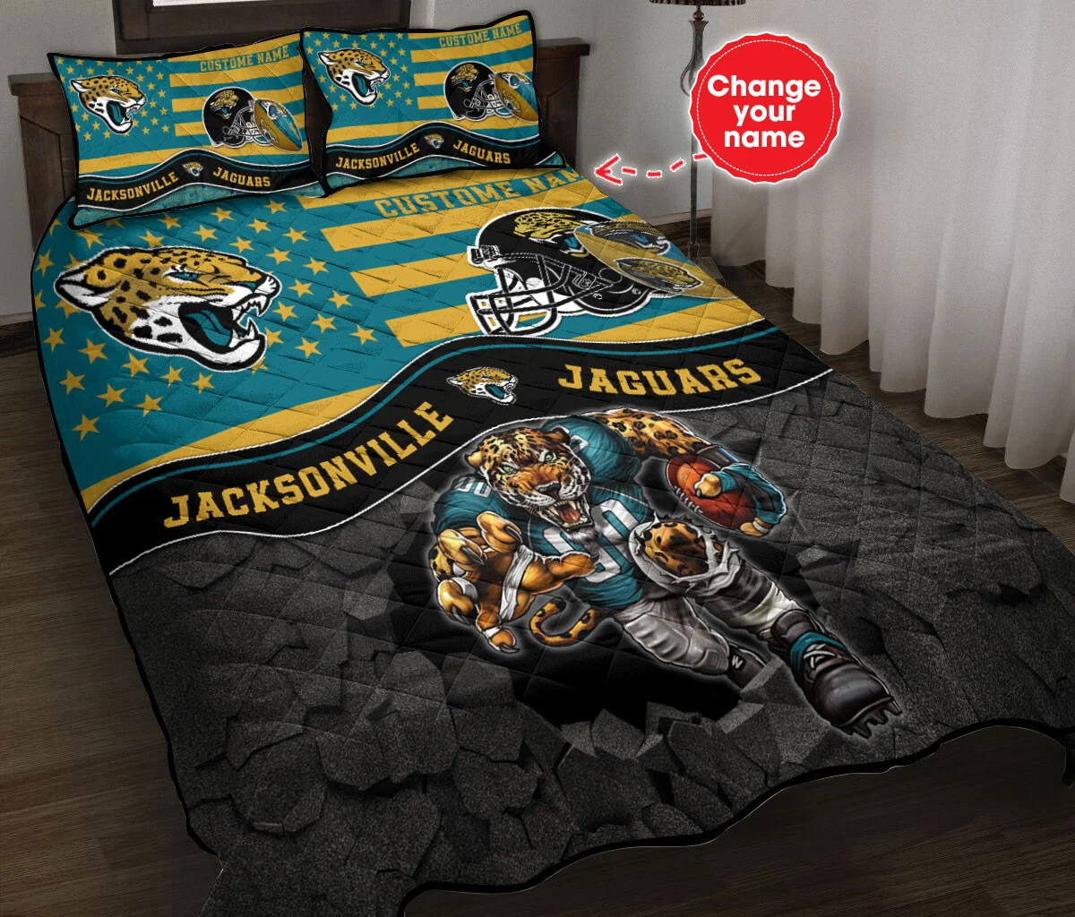 Jacksonville Jaguars Personalized Quilt Set BG15