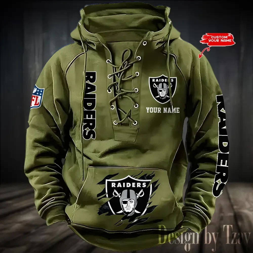 Las Vegas Raiders Men's Hooded Lace-up Hoodie PBH4QG6