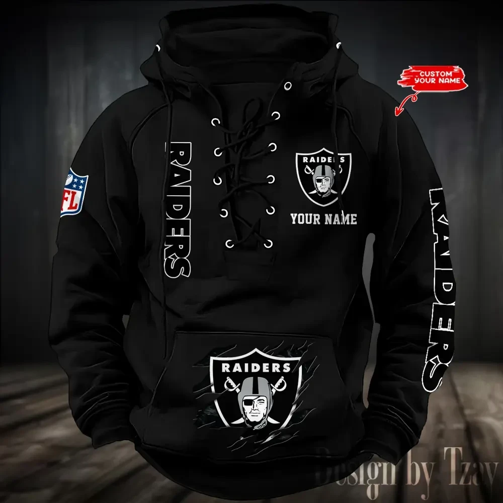 Las Vegas Raiders Men's Hooded Lace-up Hoodie PBH4QG6