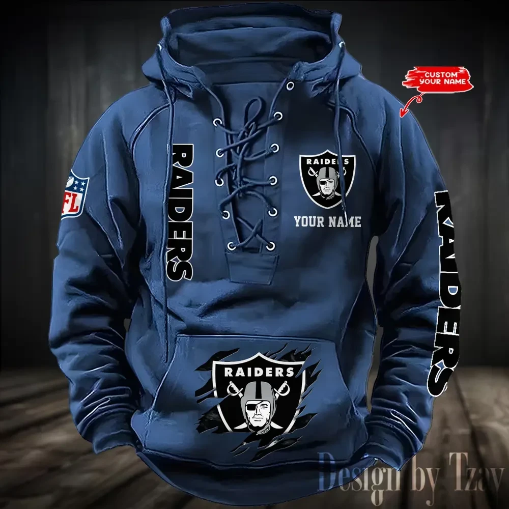 Las Vegas Raiders Men's Hooded Lace-up Hoodie PBH4QG6