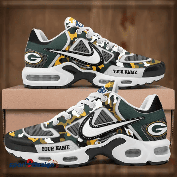 Green Bay Packers Custom Camo Print Athletic T-N Sneakers SPTTNSHOES110