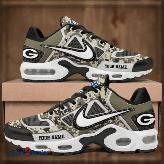 Green Bay Packers Custom Camo Print Athletic T-N Sneakers PBQV4Y3